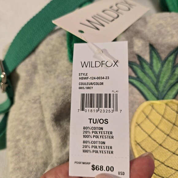 Wildfox Pineapple Terry Cloth Tote Bag Beach Handbag Purse Green Trim NWT Fun! - Picture 4 of 16